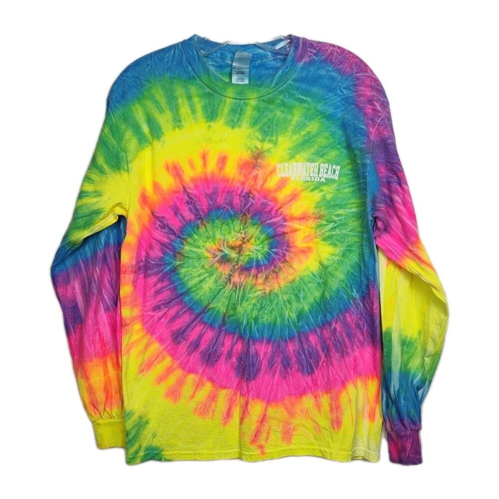 Colortone Clearwater Beach‎ Florida T-shirt Women's M Tie-Dye Long Sleeves